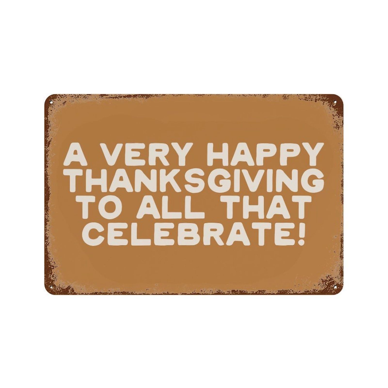 xiaoxiaoshen Happy Thanksgiving Friendsgiving Decor Wall Decor Art Metal Tin Poster Modern Home Decor Art Home Bar Shop Decorations Vintage Sign 20x30cm