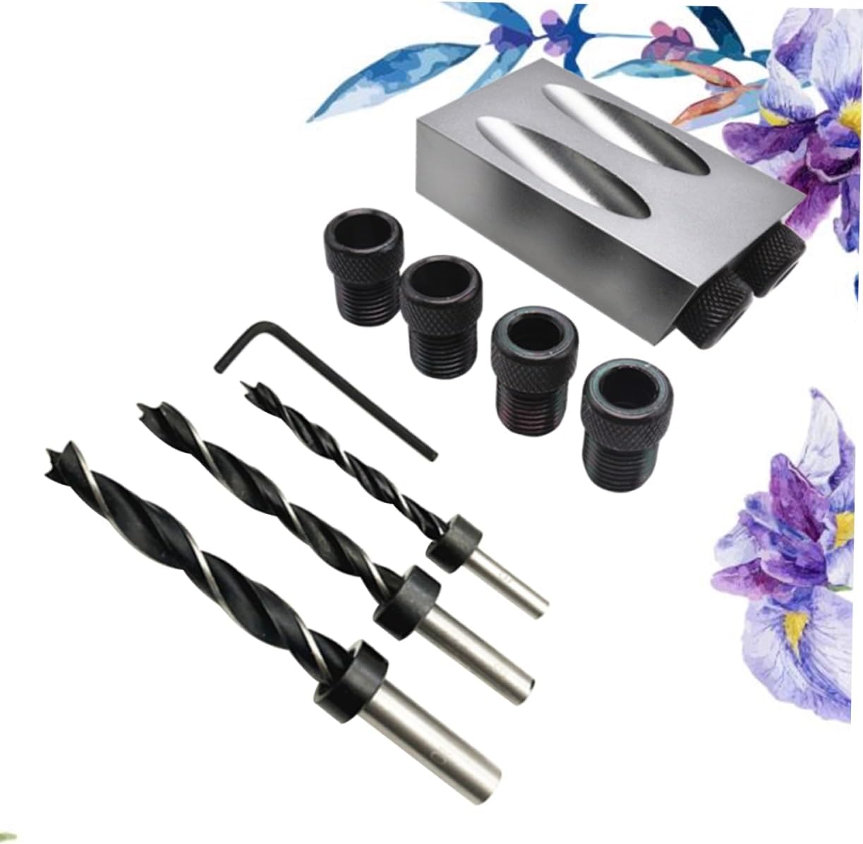 15 Degree Oblique Hole Locator Set for Woodworking 34Pcs Small Grey | Aluminum Alloy Build, Drill Bits and Adjustable Clip Included, Accurate Joint Creation, Invisible Screw Fit