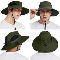 Vista 7 de EINSKEY Unisex Sun Hat, Waterproof Wide Brim Bucket Hat Packable Boonie Hat for Fishing Hiking Gardening Safari Beach