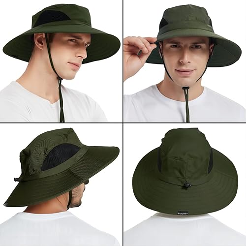 Miniatura 7 de EINSKEY Unisex Sun Hat, Waterproof Wide Brim Bucket Hat Packable Boonie Hat for Fishing Hiking Gardening Safari Beach