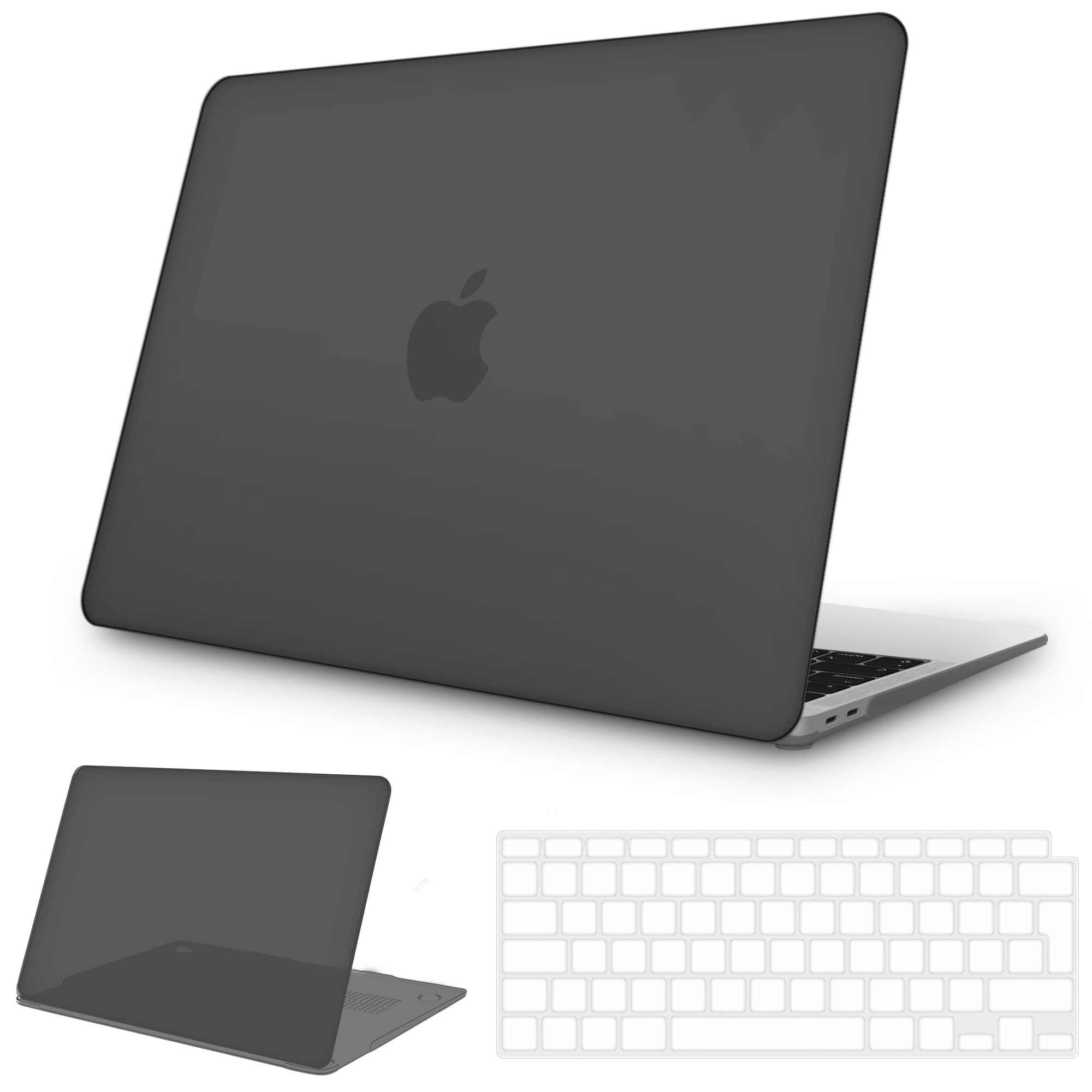 NPUOLS Custodia Protettiva per MacBook Air 13 Pollici Cover 2021 2020 2019 2018 Modello A2337(M1) A2179 A1932, Opaco Rigide Custodia e Ultra Sottile TPU UE Tastiera Cover (A2337 A2179), Nero