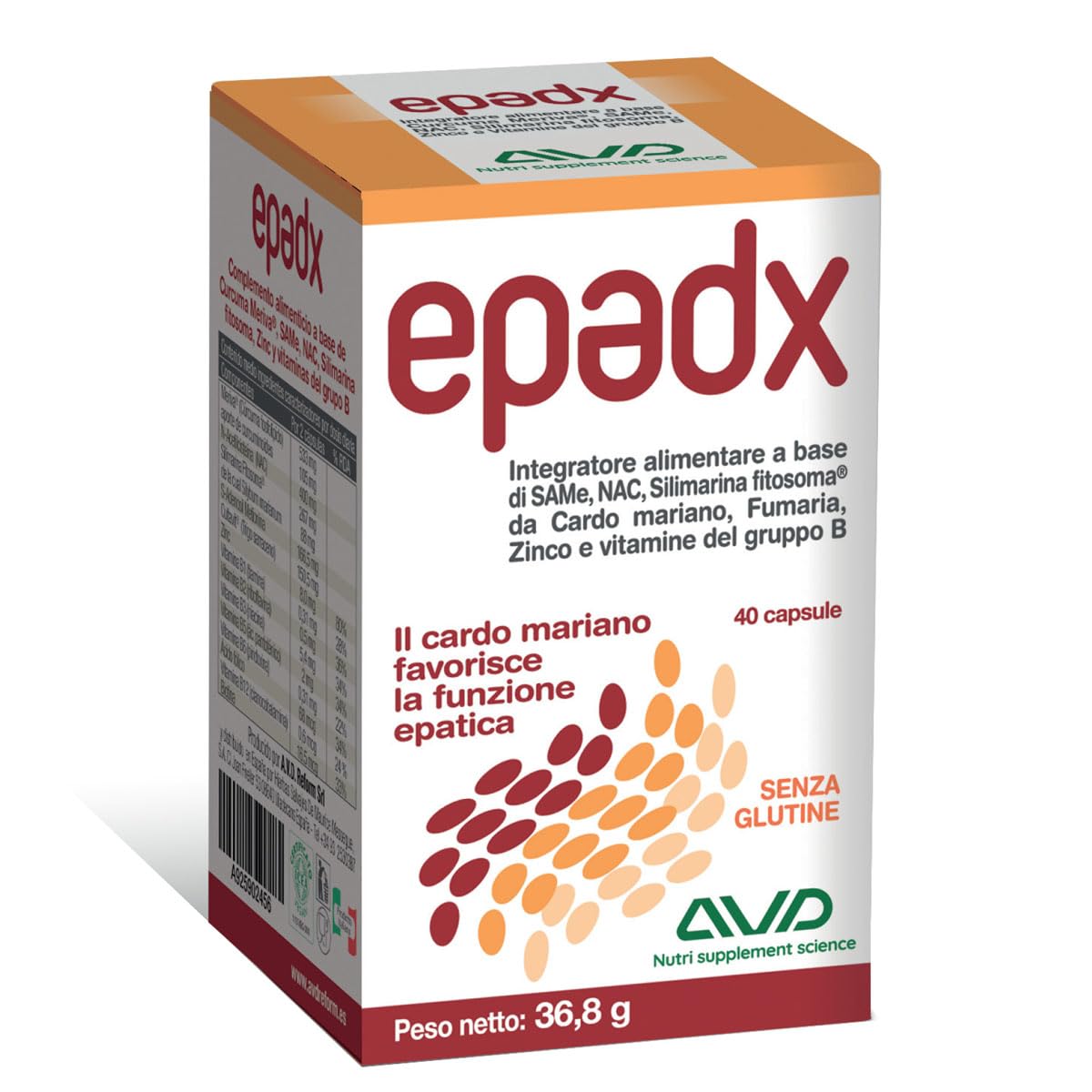 AVD REFORM | Epadx - supporto epatico con SAMe, NAC e Silimarina Fitosoma ad alta biodisponibilità, utile per la protezione del fegato - 40 capsule - Prodotto In Italia