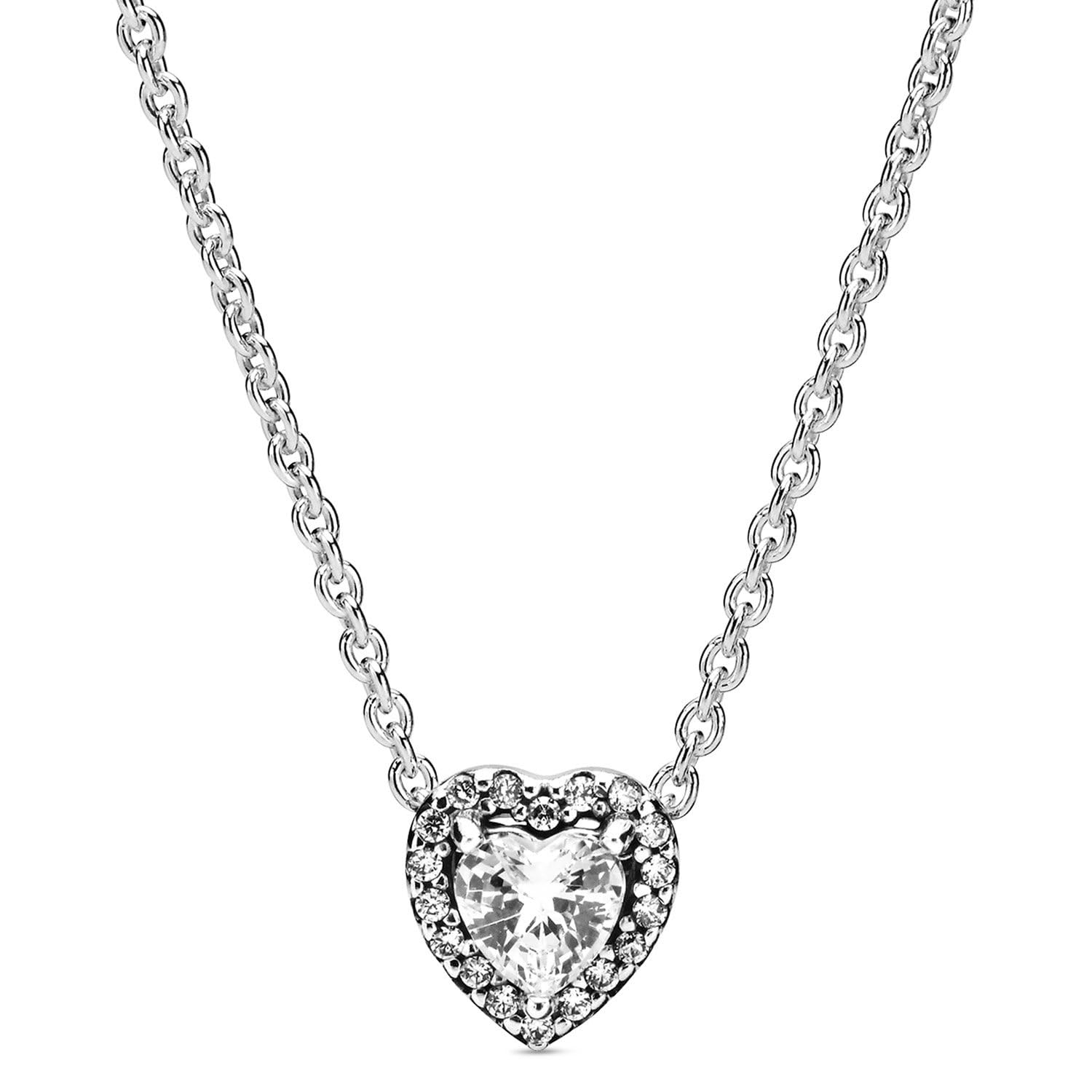 PANDORA Set di gioielli da donna, collana e orecchini a forma di cuore rialzato, argento con zirconi cubici scintillanti, idea regalo romantica 28510