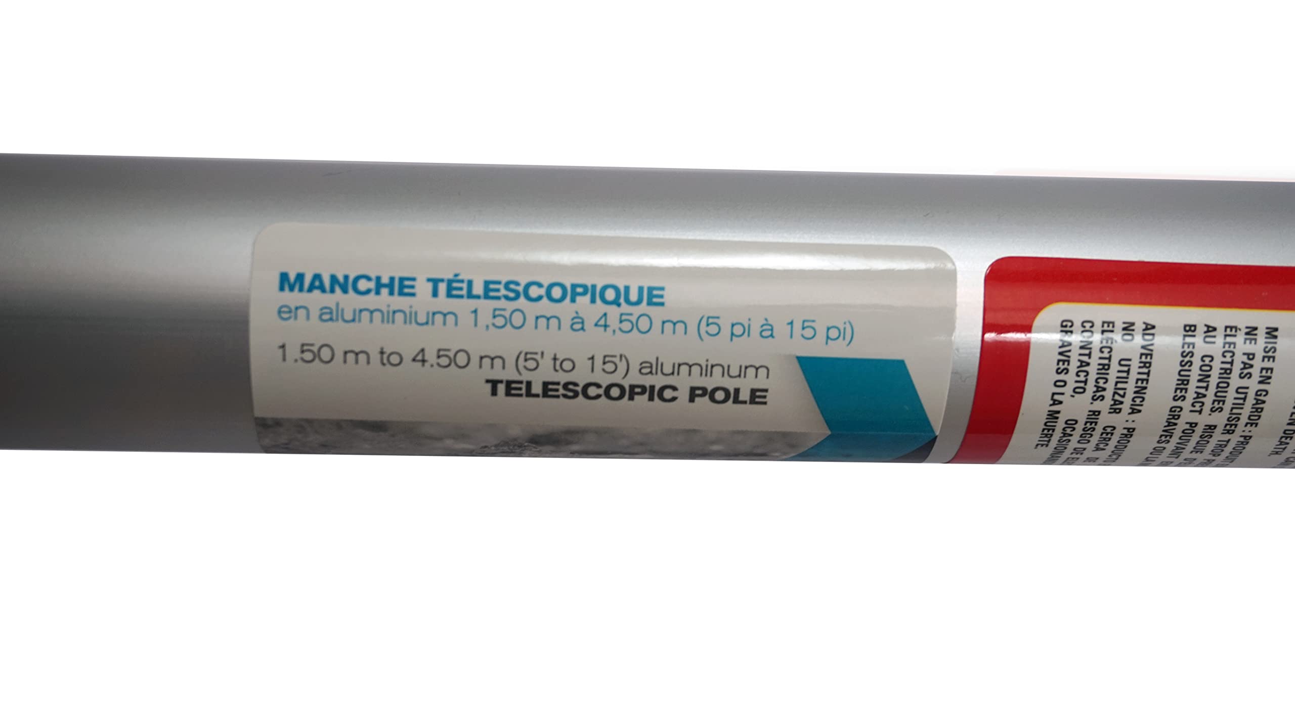 Mango | Palo | Pertiga | Tubo con alargador telescópico para limpiar piscinas hecho de aluminio con cierre de click 3x1,5m