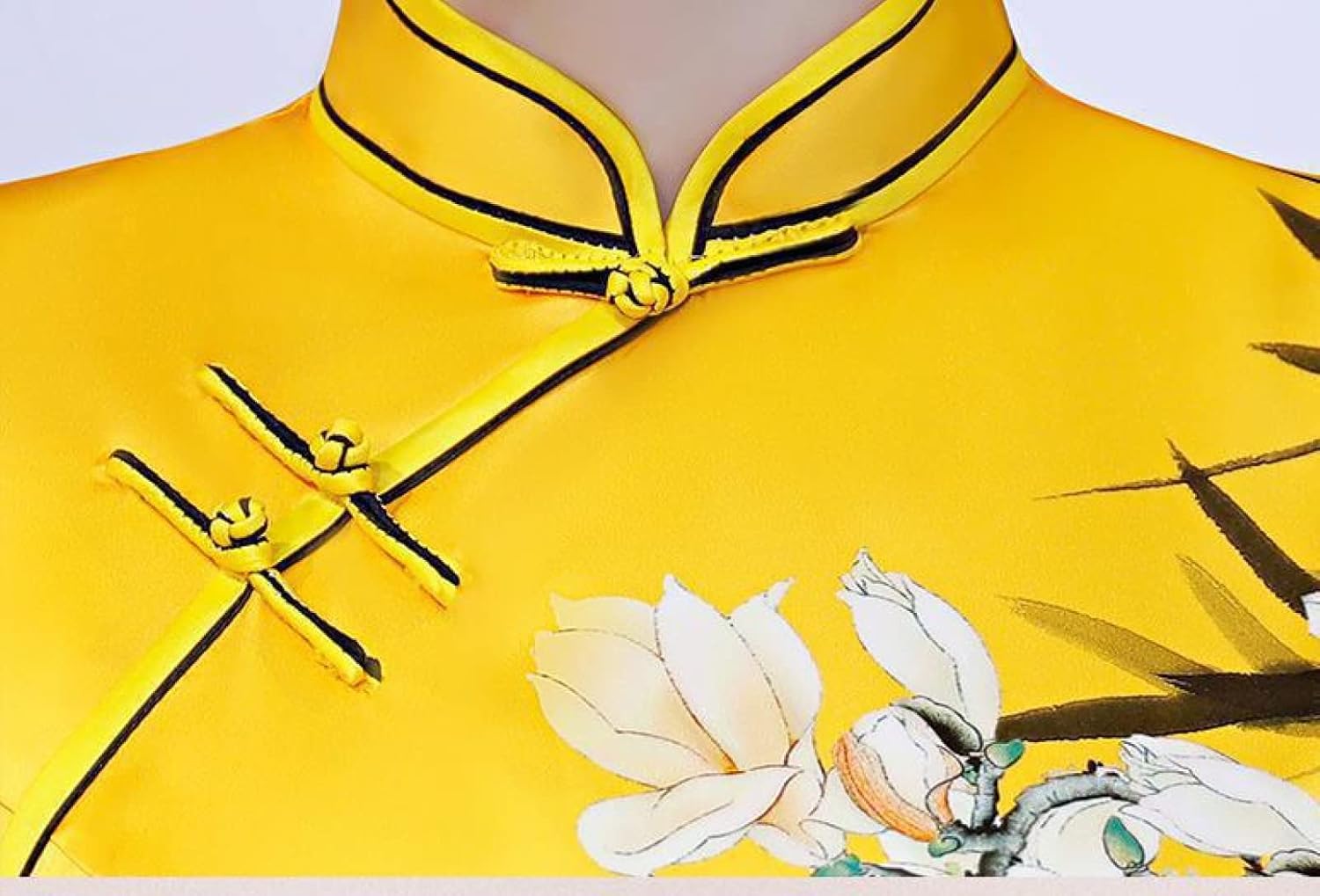 YAROVA Women's Chinese Cheongsam Dress - Elegant Satin Women Chinese Traditional Cheongsam Spring Summer Short Sleeve
