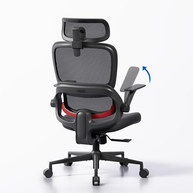 SIHOO B100 SE Office Chair, Memory Foam Seat, Dynamic Lumbar Support, Black | Widened Memory Foam Seat, Flip-Up Armrests,Wide Adjustable Headrest, Breathable Mesh Back, 3-Angle Recline, All-Day Comfort