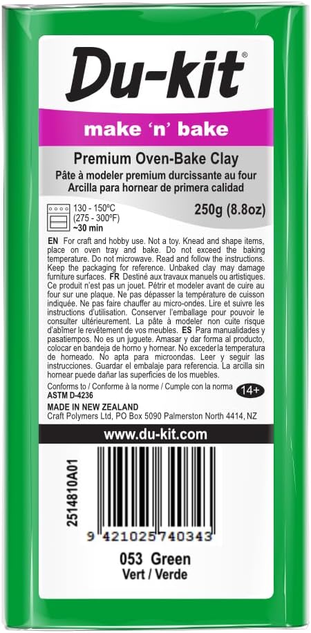 Polymer Clay 250g (8.8 oz) 053 Green – Premium Oven-Bake Modeling Clay for Jewelry Making, DIY Crafting, Trinkets, and Durable Creations.