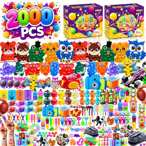 2000 PCS Party Favors for Kids,Bulk Fidget Toys,Goodie Bags Stuffers, Treasure Box Toy for Classroom Prizes, Birthday Gifts, Stocking Pinata Filler Stuffers