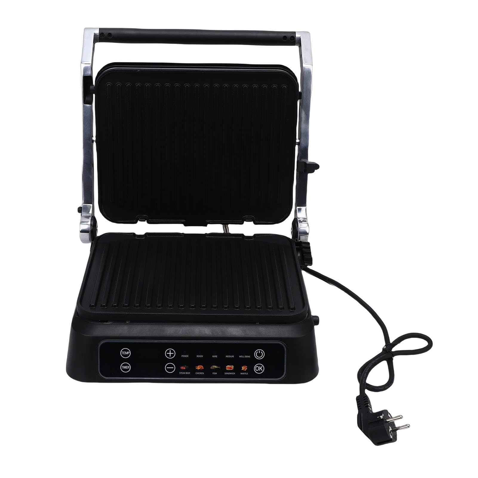 Socobeta Panini Press Grill Potente Sandwichera Eléctrica Antiadherente de 2000 W para Cocinar en Casa Comidas Familiares (Enchufe europeo)