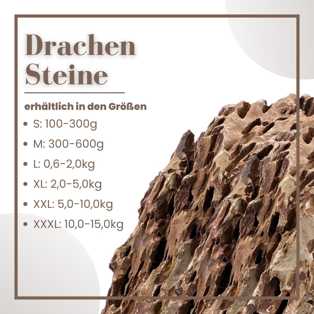 AquaOne Aquarium Steine Drachensteine Set mit Wurzel I Natursteine Dragon 10kg Mix und Mookienwurzel L I Aquascaping Gestein I Felsen Dekoration I Pagode Rückwand