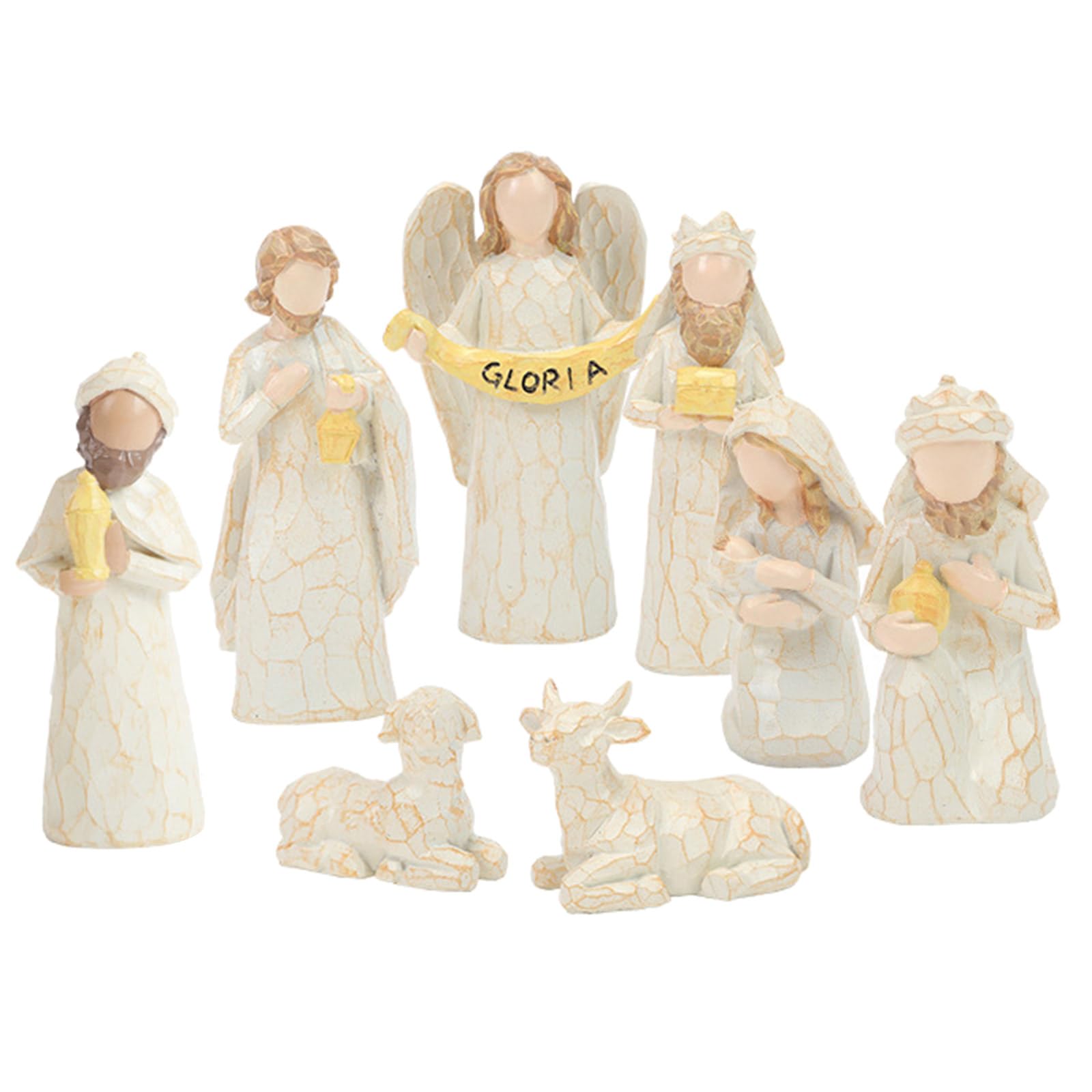 Lerpwige Nativity Statue Scene Set Holy Manger Christmas Crib Figurines Miniatures Ornament Gift Home Decorations Resin Nativity Set