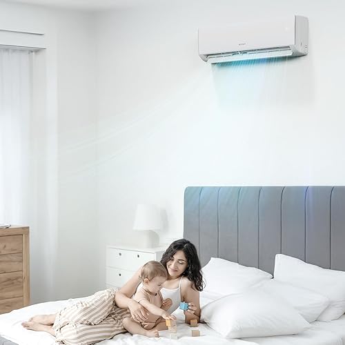 Miniatura 7 de ROVSUN Aire acondicionado y calentador mini split habilitado para Wifi de 11000BTU, 17 SEER2 115V inversor de pared sin conductos, unidad de CA con