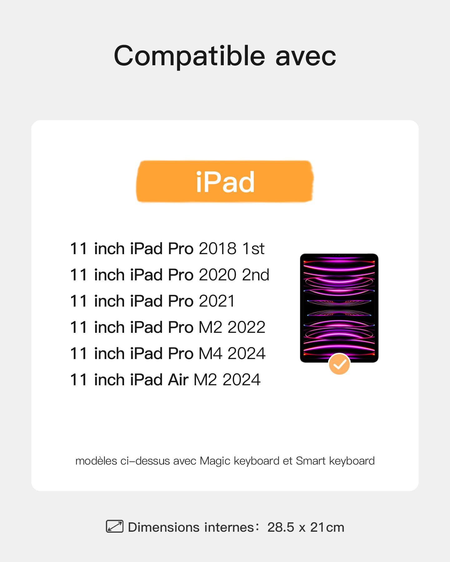Inateck Housse Antichoc 11 Pouces pour Tablette Compatible avec 11 iPad Pro M4 2024, 11 iPad Air M2 2024, 11 iPad Pro M2/M1 2022-2021, 11 iPad Pro 2018-2020, Rigide EVA Absorbant Les Chocs, Gris