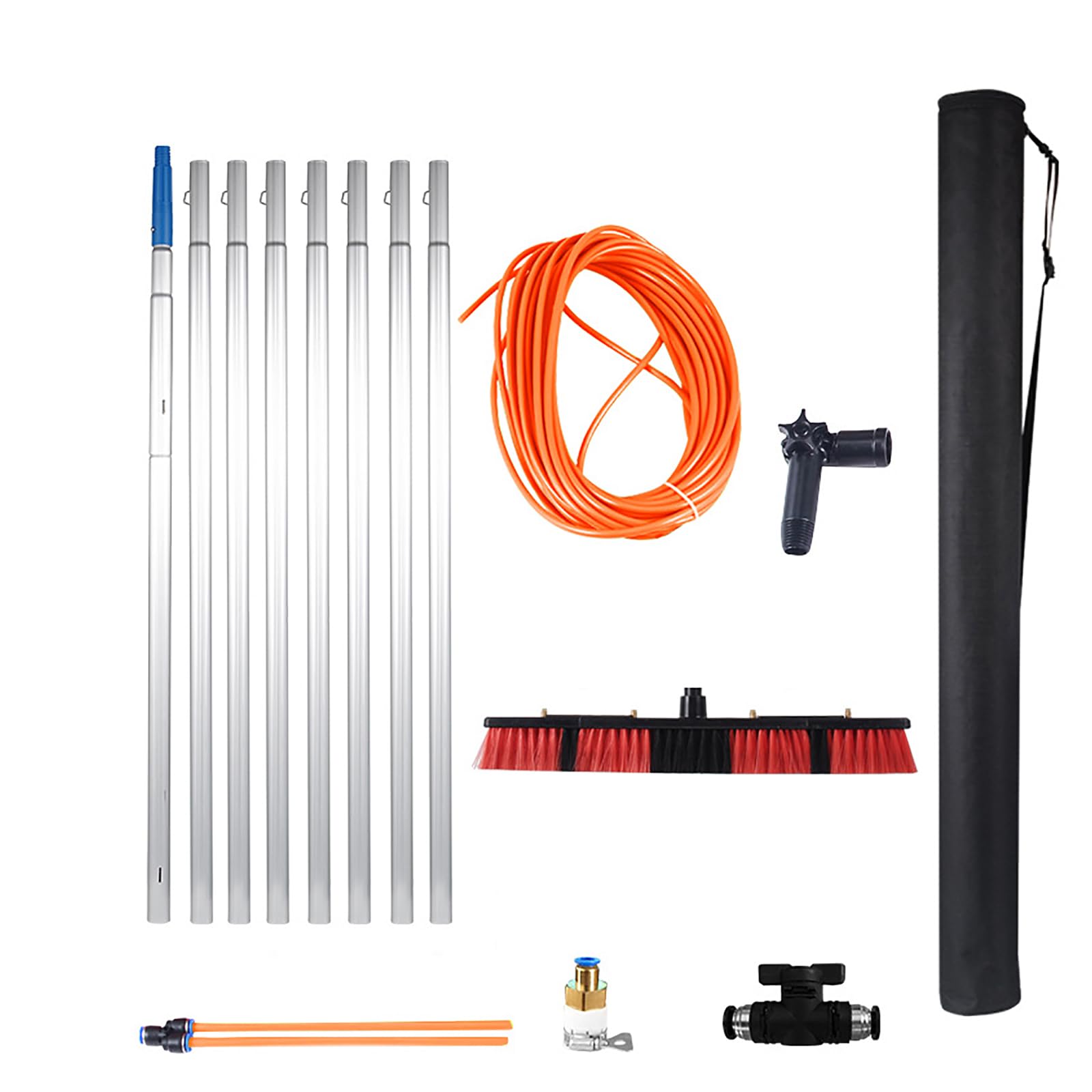 Aioneer 10-39Ft Water Fed Telescopic Window Cleaning Pole | Extendable Solar Panel & Conservatory Roof Cleaner | 8M Rod With 55Cm Brush Head For Efficient Cleaning-B-brush 55cm-8m