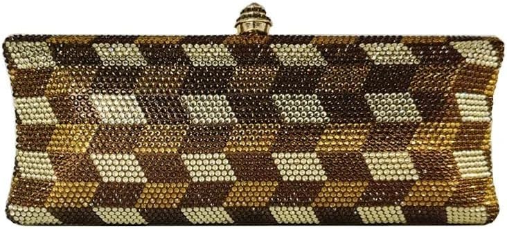 Rhinestone Clutch Evening Clutch Handbag Elegant Diamond Box Shaped Purses Crystal Crossbody Bag for Women Formal Party