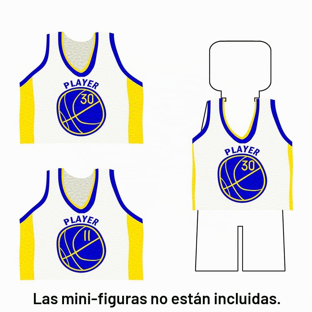 Bloques de Construcción Creativos - Cancha de Baloncesto placa base y 2 sets Canasta Baloncesto con Soporte Ladrillos de partido de baloncesto - Compatible con las principales marcas (Azul)