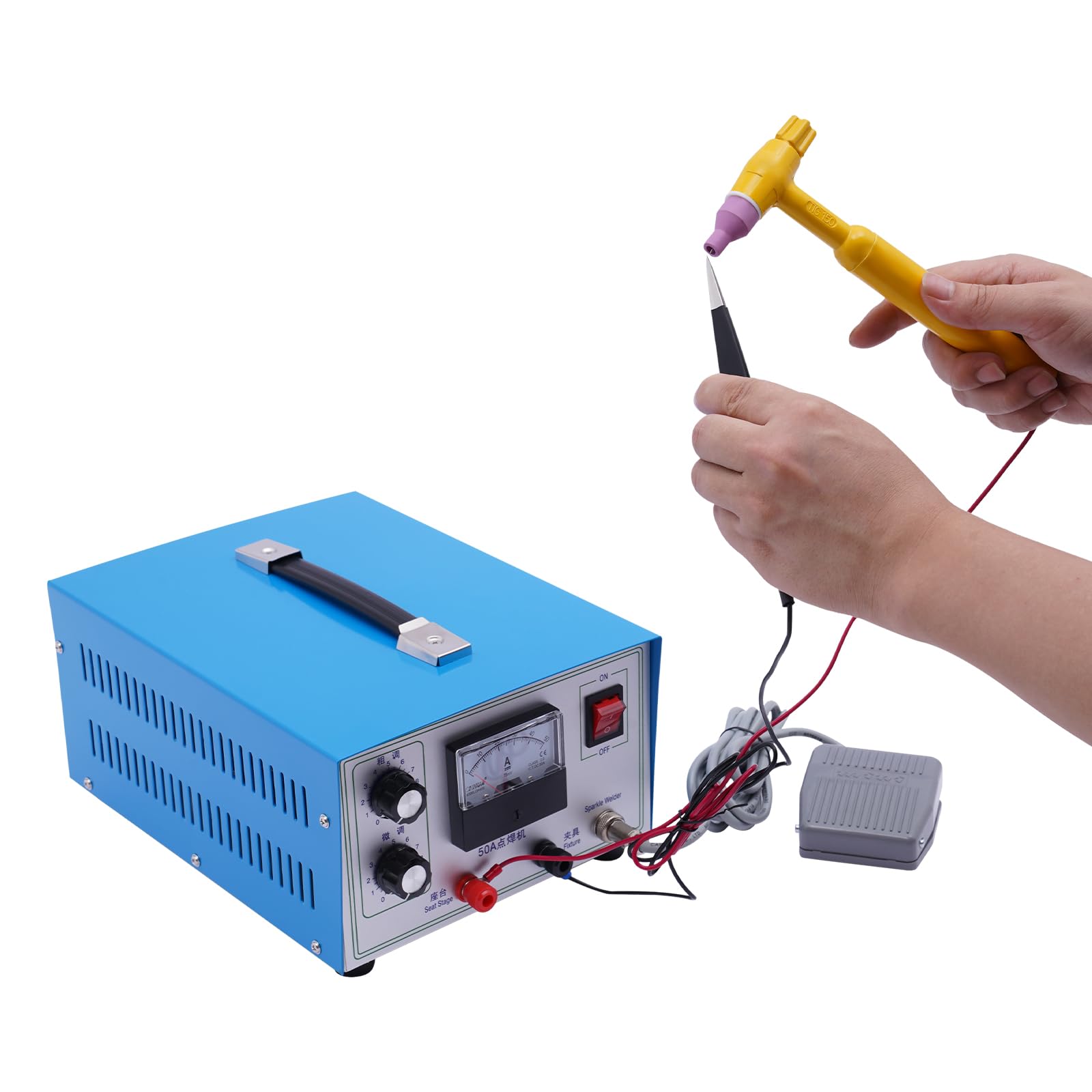Poste à souder par points 50 A DIY Machine à souder bijoux or argent Pulse Spot Welder avec pédale