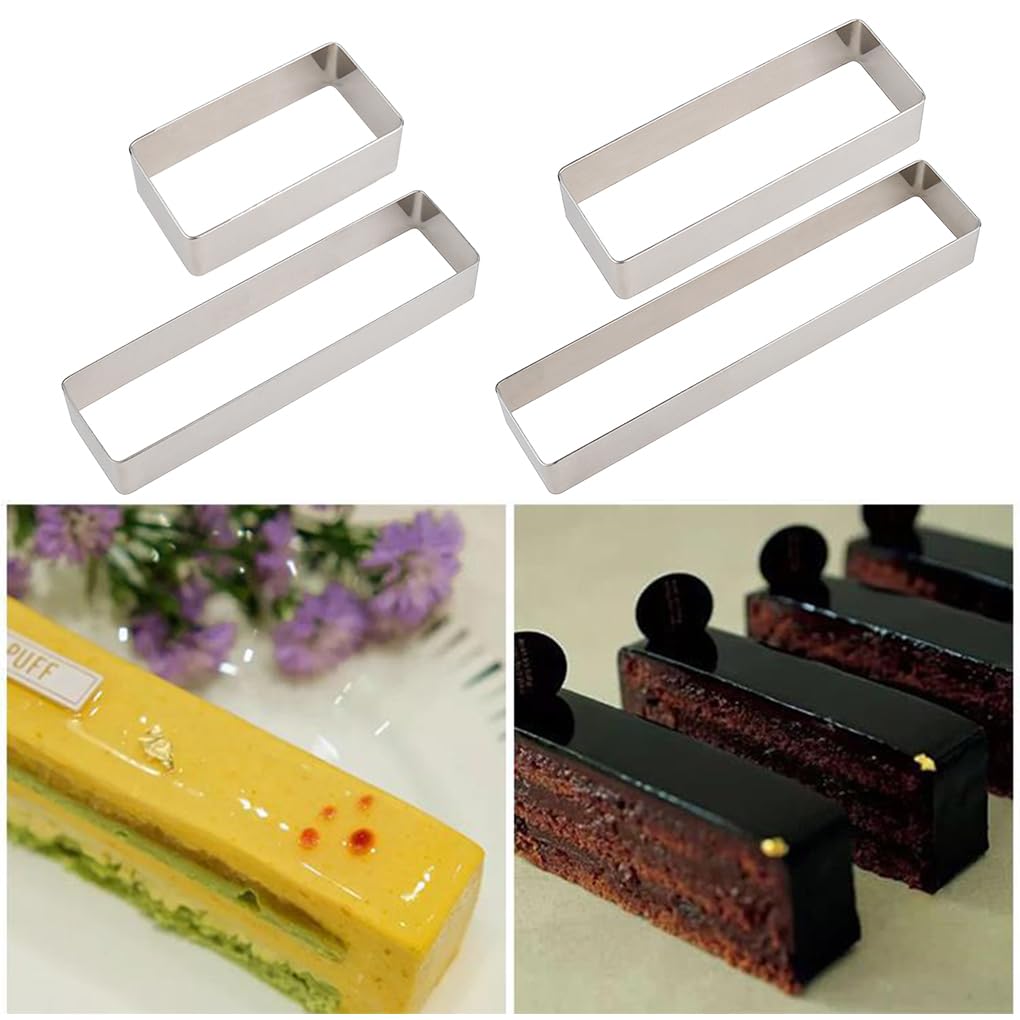 Juego de 5 cortadores de galletas de acero inoxidable duraderos para cortador de galletas de acero inoxidable a largo plazo, formas rectangulares, moldes de corte de pasteles, cuadrados largos, tamaño