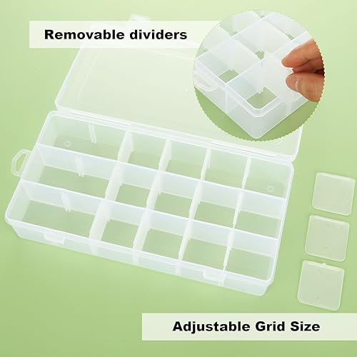 Miniatura 4 de Paquete de 6 cajas organizadoras de plástico de 18 rejillas con divisores, organizador de 18 compartimentos, organizadores de cajas de aparejos y