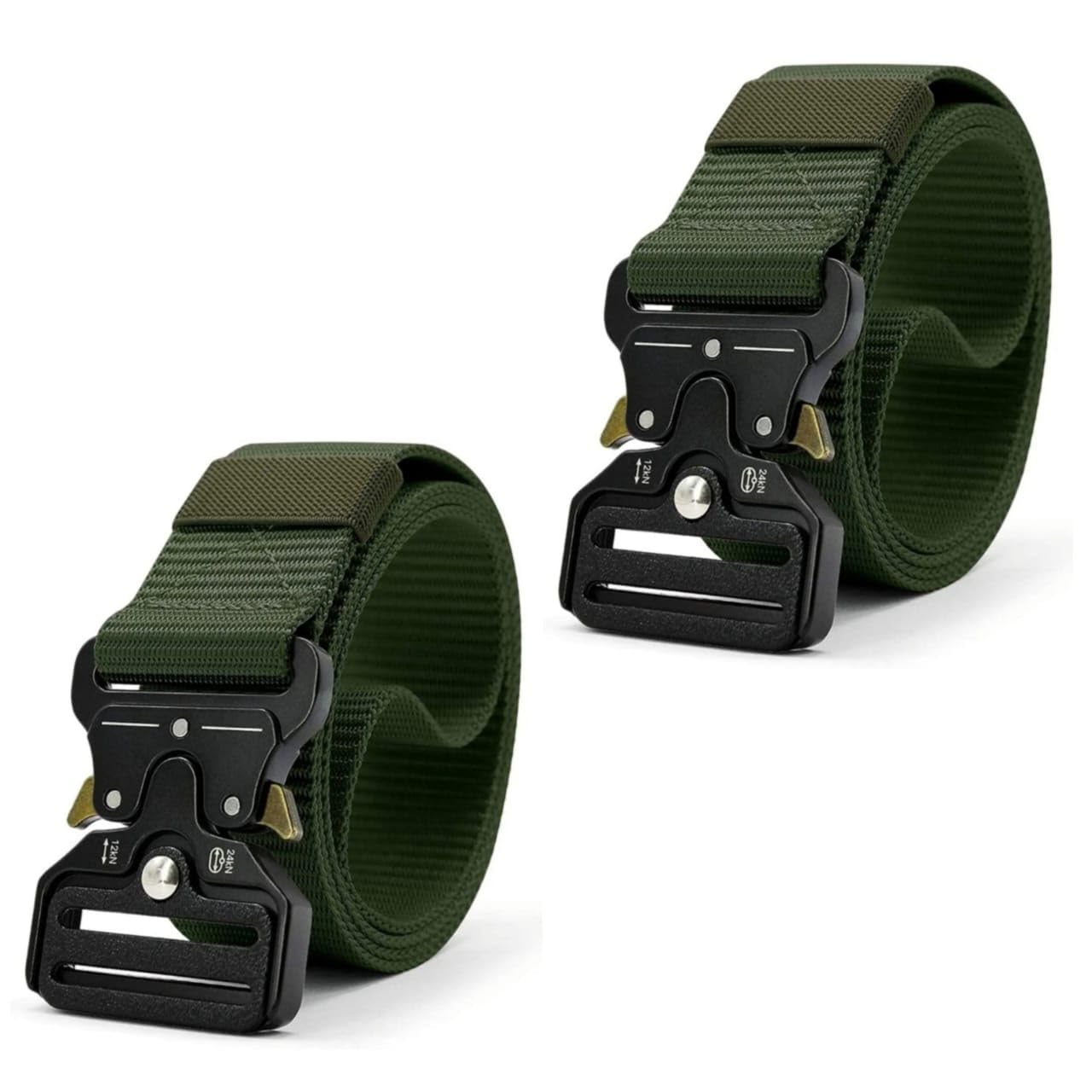 JET STREAMUnisex Synthetic Belt Wide Nylon Military Style Tactical Canvas Men's and Women's Waist Belt with Metal Buckle (pack of 2)