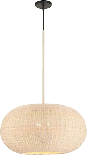 Miniatura 6 de Minka Lavery Modjeska 3546-66A Lámpara colgante de ratán natural, 4 luces 240 vatios totales, 13 pulgadas de alto x 24 pulgadas de ancho, carbón