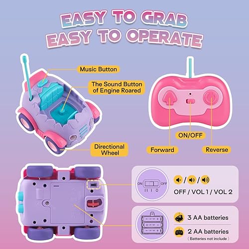 Miniatura 6 de Nueplay Coche de control remoto para niños pequeños de 2, 3, 4, 5 años, juguete eléctrico a control remoto con luz y música, juguetes para niños,