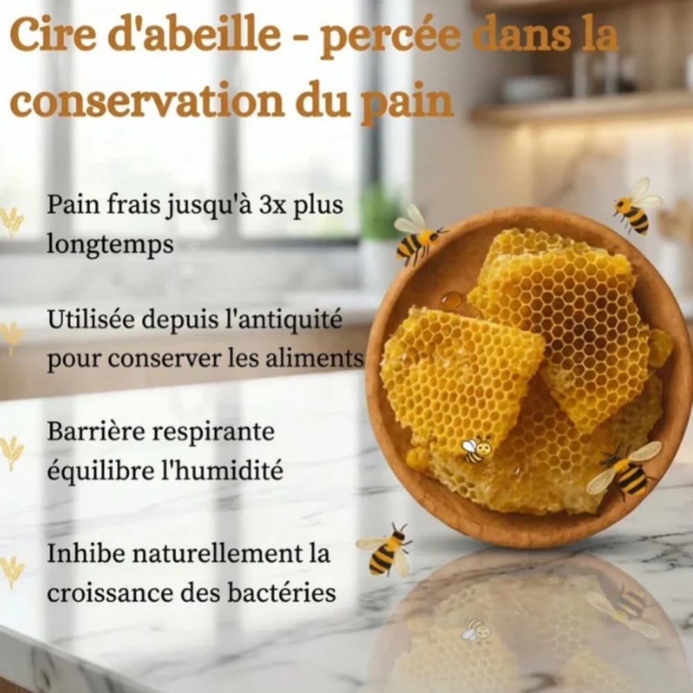 miebio sacs à pain en cire d'abeille, conservation fraîcheur, réutilisables pour cuisine, camping