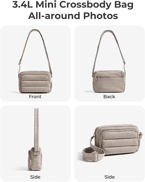 BAGSMART Crossbody Bags for Women, Puffer Crossbody Purses for Women with RFID Blocking Slots, Handbags Wallet Small Purse | Travel Purse, Small Crossbody, 3.4L Mini Purse, for Travel, Gym, Lightweight, Water-resistant - 3