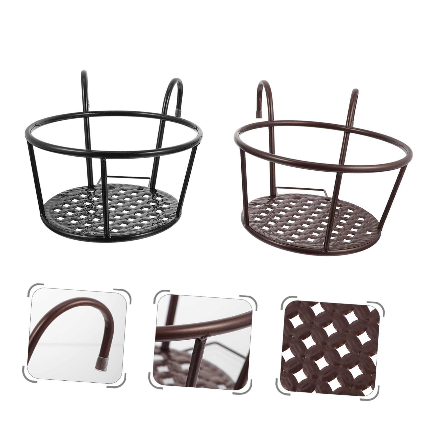 BESPORTBLE Portavaso Supporto Decorativo in Ferro, 2 Pezzi Balcone da Ringhiera Stile Semplice per Fiori e Piante, per Balcone e Finestra