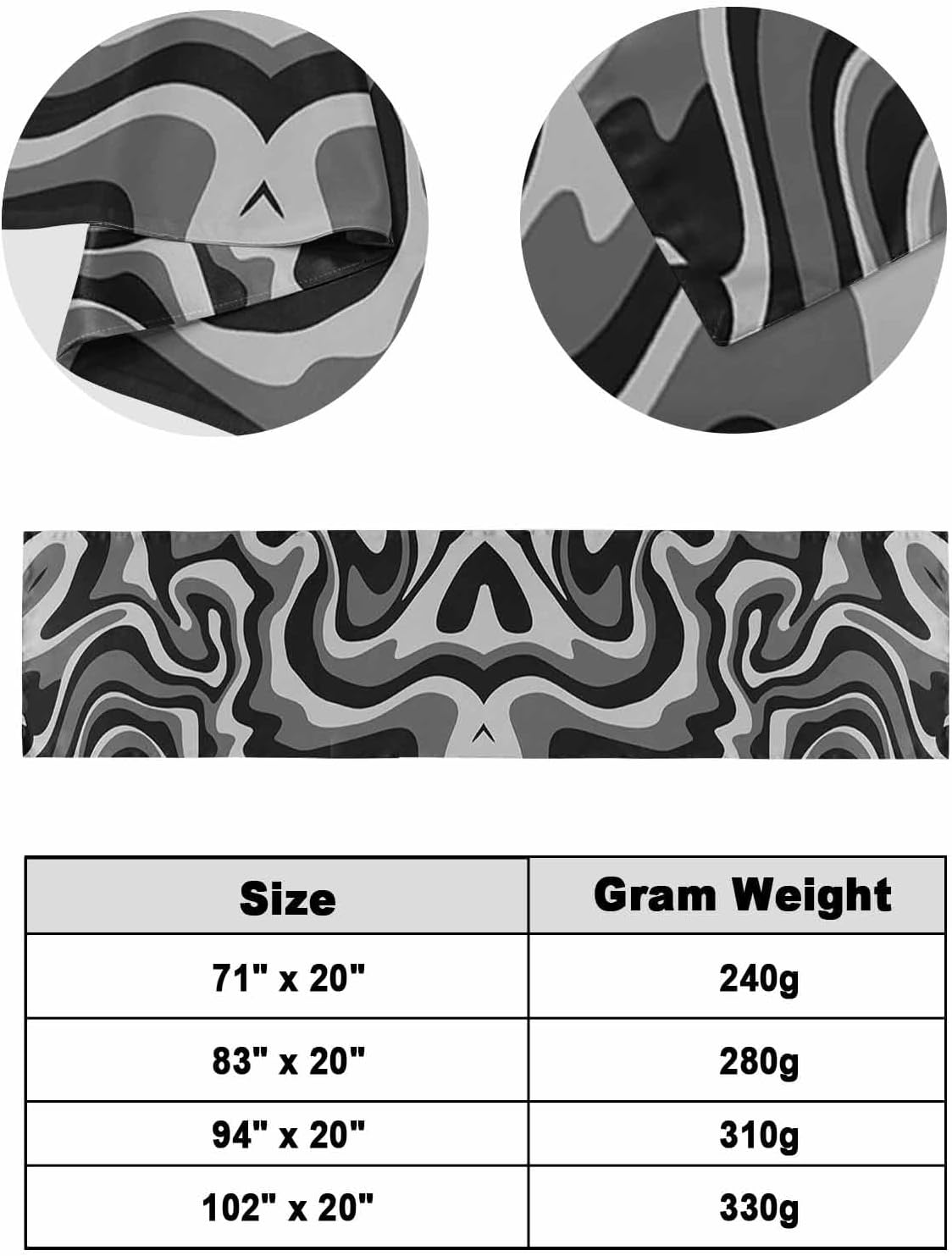 Black White Bed Runner Scarf Bedding Accessory For Twin Size Bed,Soft Bed Scarves And Runners Stainproof Dustproof Bedroom Protector For Hotel Wedding Room,Modern Abstract Ombre Aesthetics Art 71"x20"