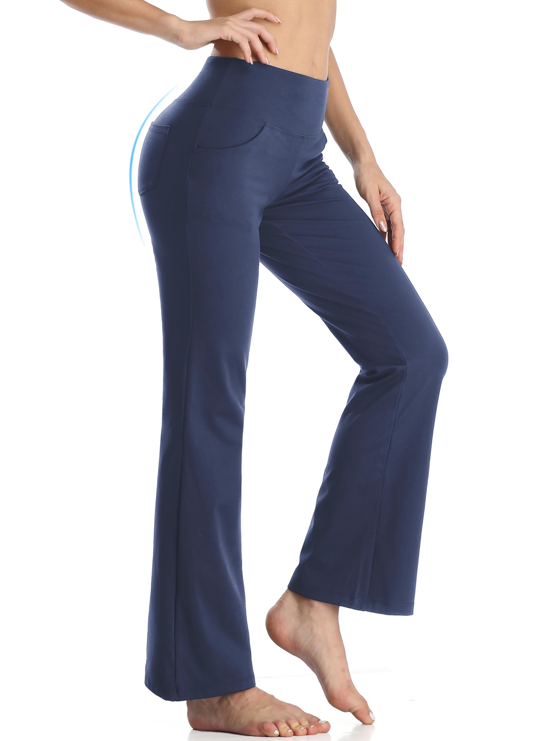 MOVE BEYOND Donna Pantaloni e Pinocchietti Bootleg da Yoga con 4 Tasche a Vita Alta Controllo di Pancia