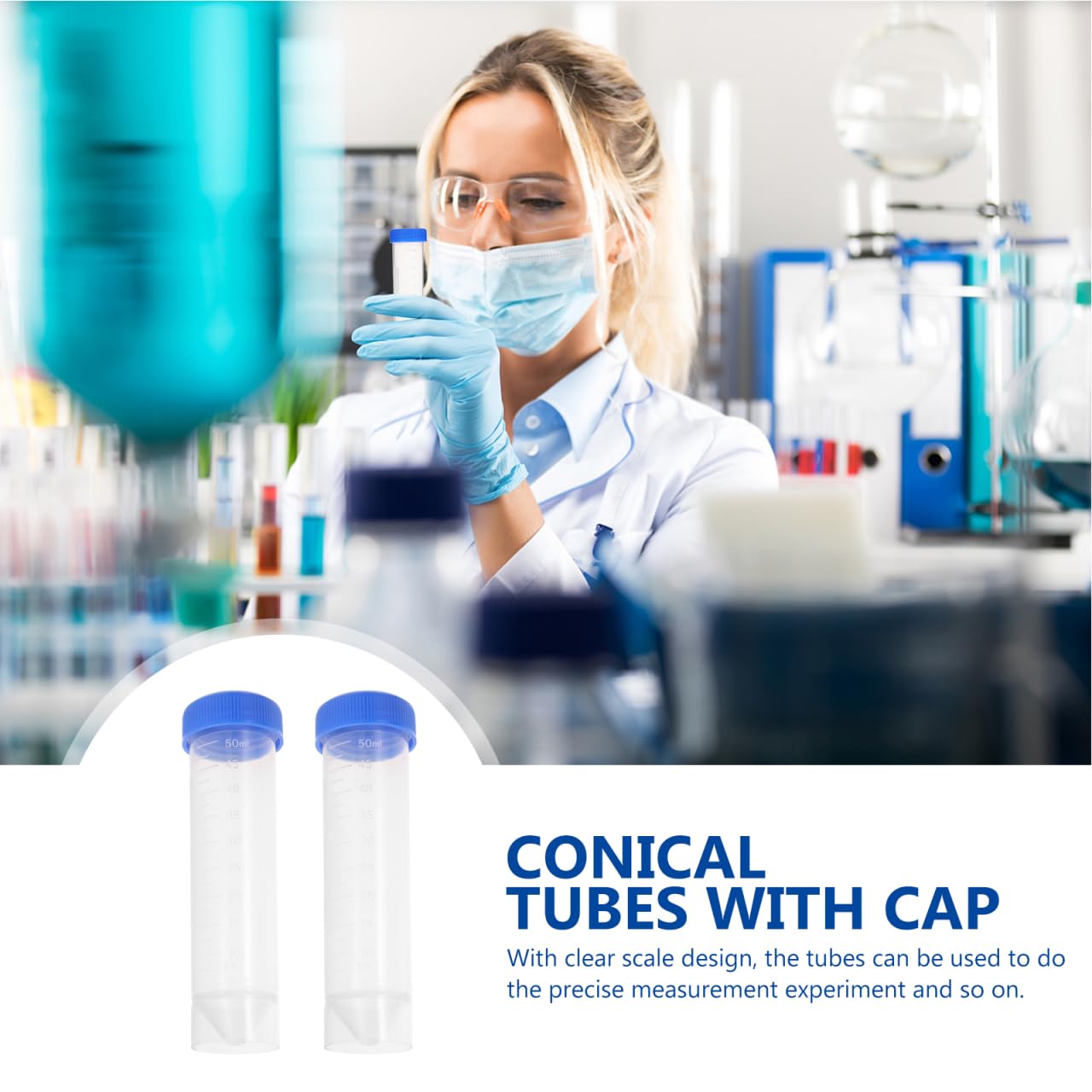 Set 26 Tubi Centrifuga Con Rack Pieghevole - Tappi A Vite Colorati, Fondo Conico, Graduati - Foto 3