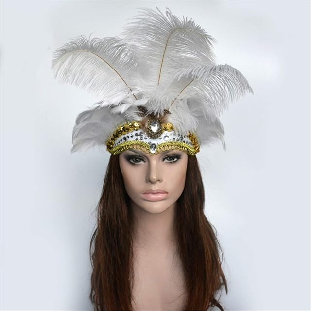 Foto 2 de 2 de Ulalaza Carnaval Pluma Tocado Showgirl Diadema Rugiente 20s 1920s Flapper Head Band Vintage Gatsby Accesorios…