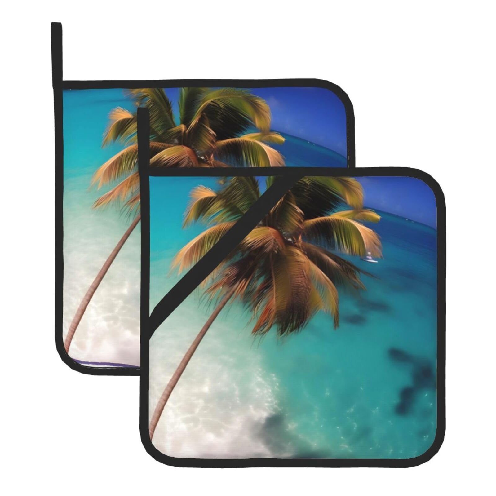 Caribbean Islands Square Heat Resistant Trivet Set Thick and Durable for Baking Barbecue Cookware Oven