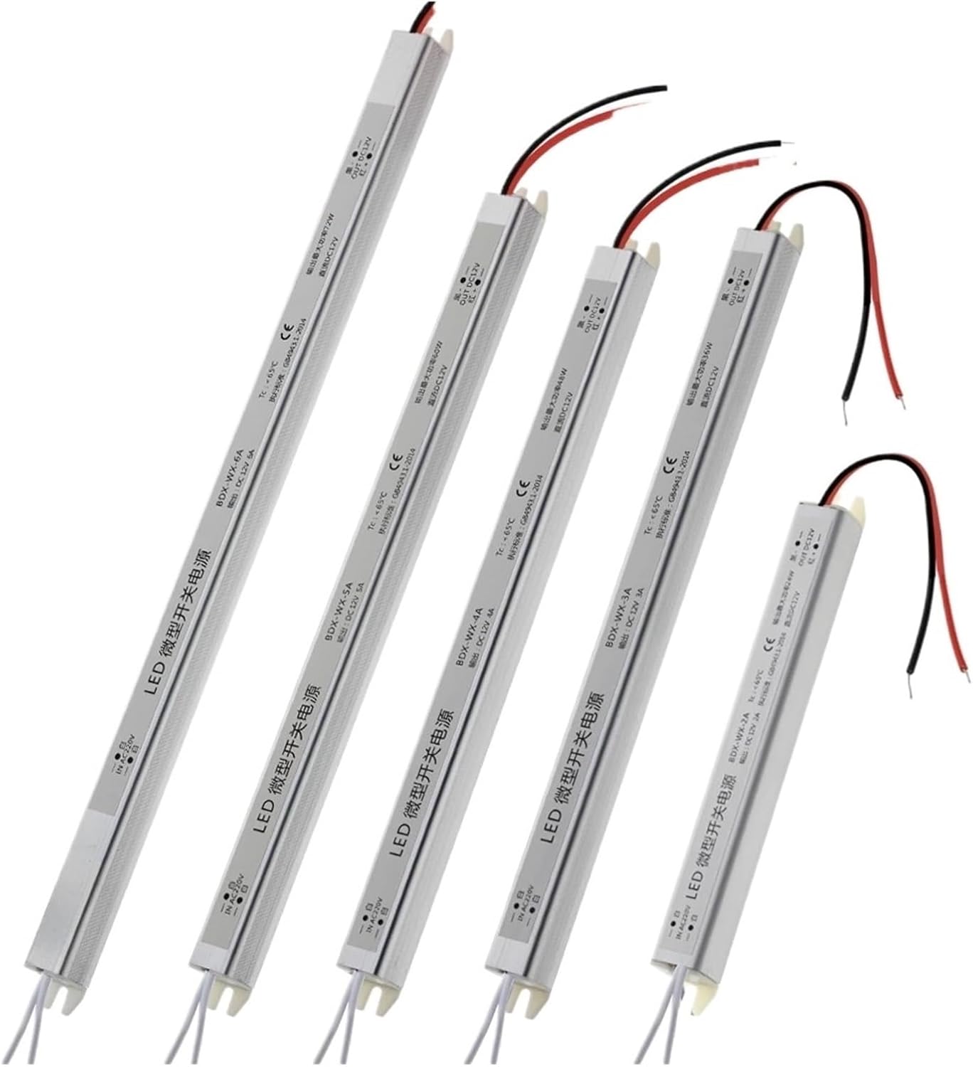 1 個 DC12V/24V 超薄型スイッチング電源 24 ワット 36 ワット 48 ワット 60 ワット 72 ワット AC220