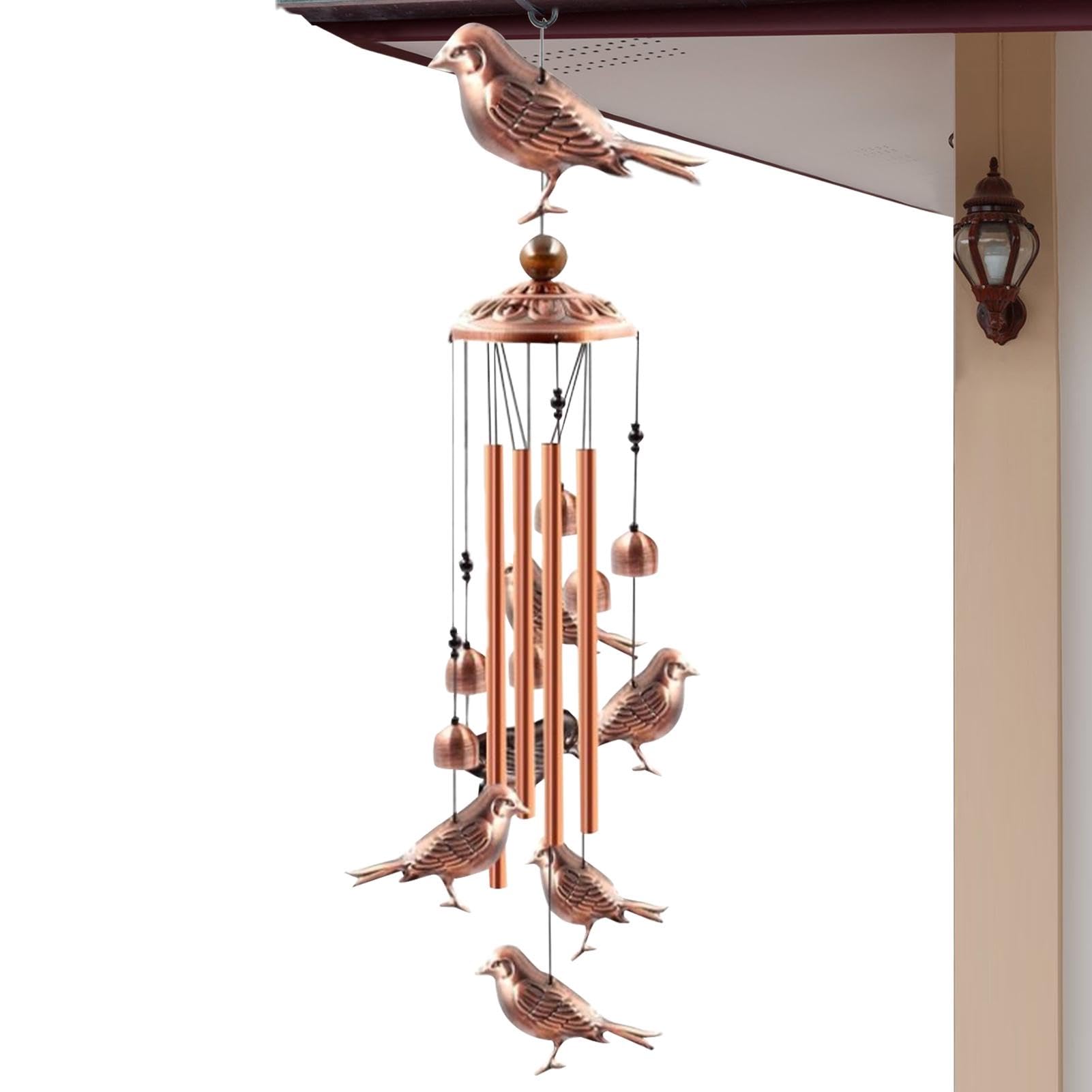 Carillons éoliens d'oiseaux de jardin musicaux et harmonieux avec crochet en S pour extérieur