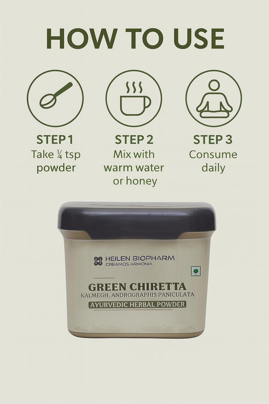 Heilen Biopharm Kalmegh Powder | Green Chiretta | Andrographis Paniculata | 100% Pure Ayurvedic Herbal Powder | Health & Immunity Support – 200g Pack of 1 - Image 4 thumbnail