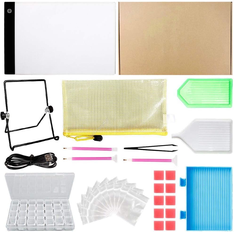 Yizunnu 30Pc/Set 5D Diamond Embroidery Painting Tools Kit Accessories A4 LED Light Pad Light Board Stand Holder