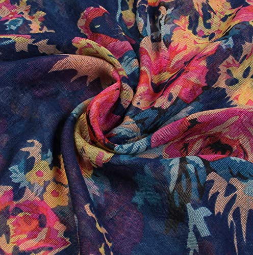 Scarf& Scarfand's Romantic Rose Print Lightweight Infinity (Bouquet Rose Navy) #TOP3