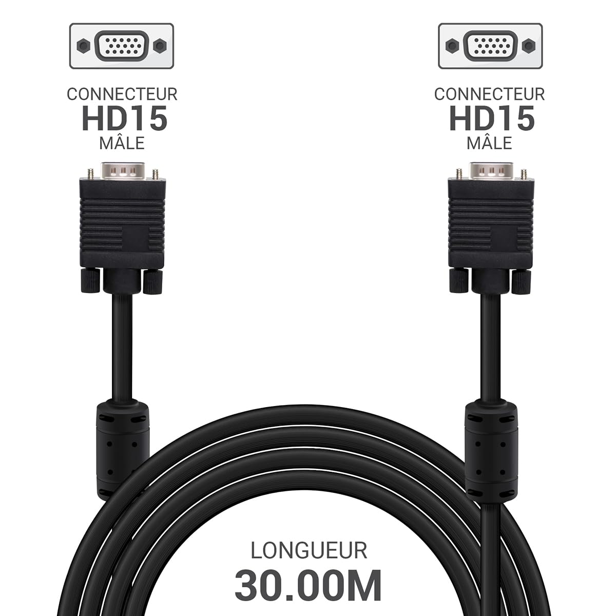 27209 SVGA HD15 with Ferrites Cable 30 m Black