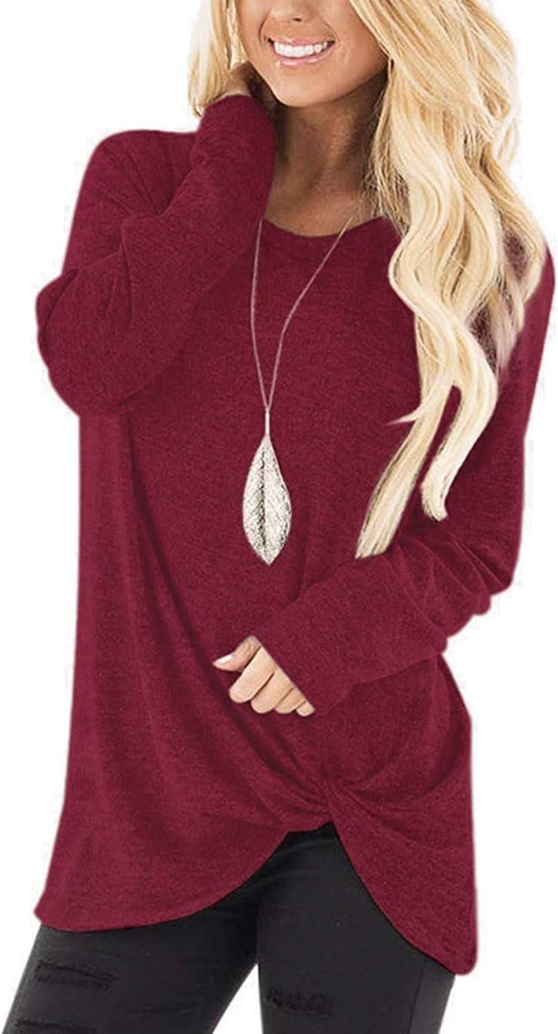 Xpenyo Women's Long Sleeve Tops Twisted Sweatshirt Loose T Shirt Blouses Tunic Tops