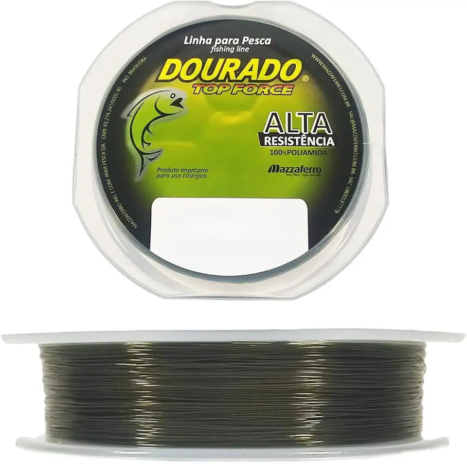 Linha Pesca Monofilamento Mazzaferro Dourado Top Force 300m 0.30mm Verde Oliva