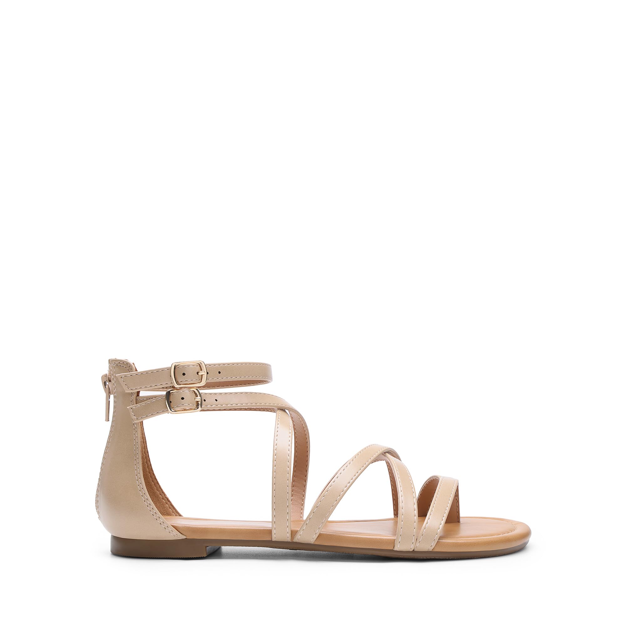 DREAM PAIRS Sandalias de verano con tiras cruzadas para mujer, cómodas, planas, informales, para playa, pescador