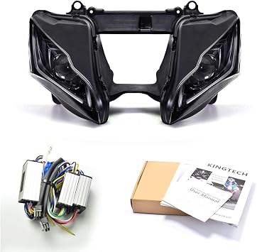 KT Headlight Assembly for Kawasaki Ninja ZX-10R 2011-2015 Custom Modified Motorcycle Front HeadLight with High/Low Beam and DRLAdjustable Color