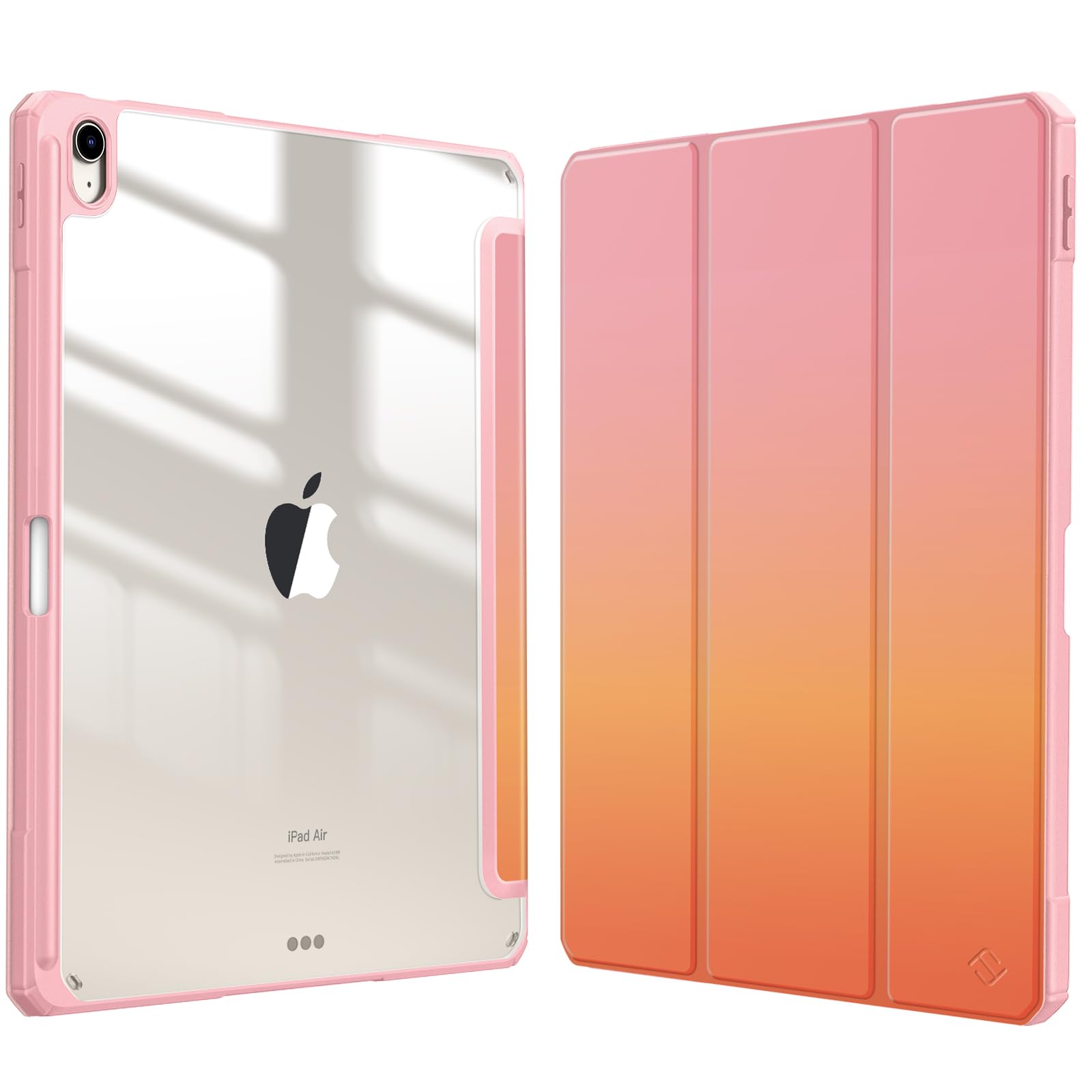 FINTIE Hybrid Case for iPad Air 13-inch M4 (2026) / M3 (2025) / M2 (2024), [Built-in Pencil Holder] Shockproof Cover with Clear Transparent Acrylic Back Shell, Auto Wake Sleep, Sunset Ombre