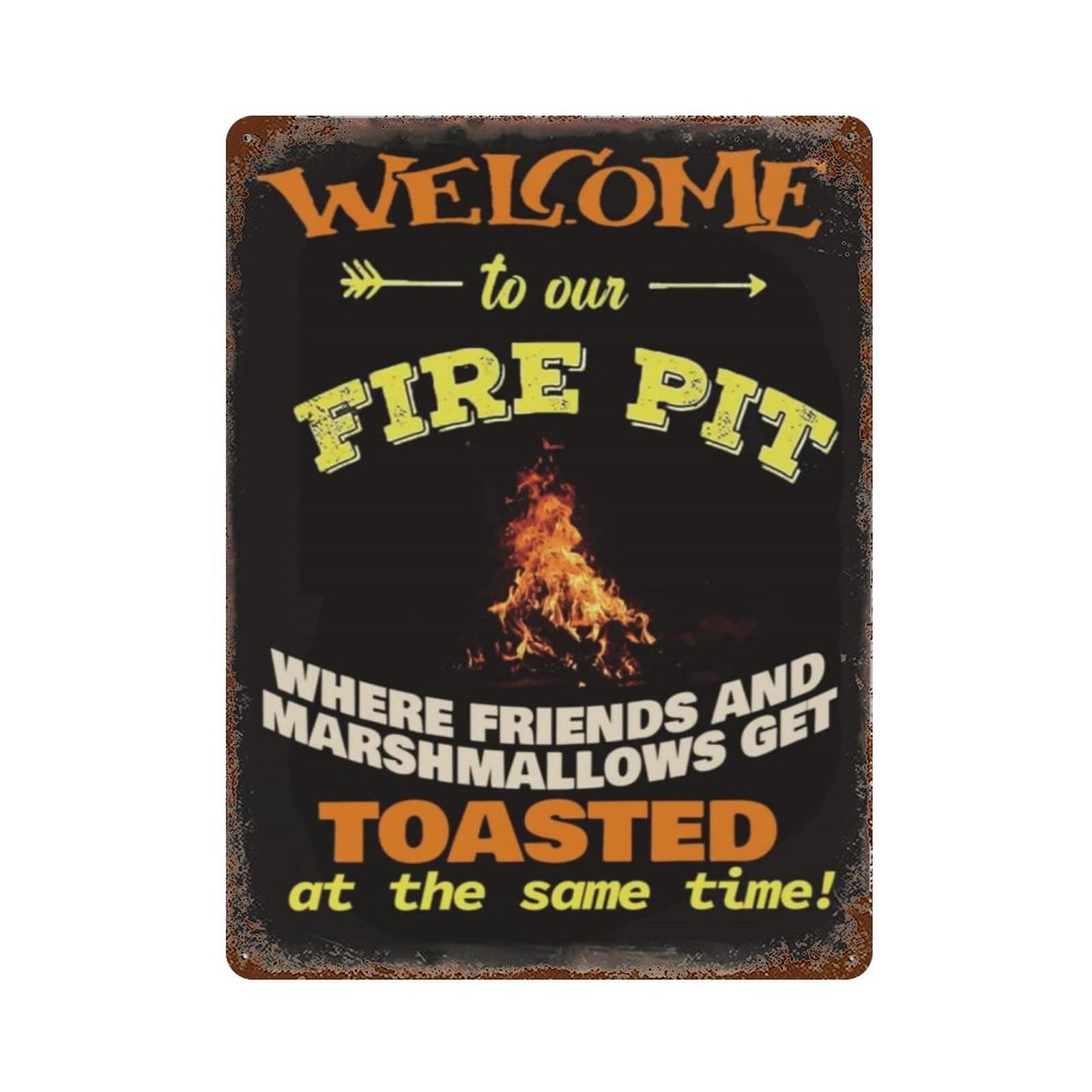 AOOEDM Welcome To Our Fire Pit Metal Sign for Home Coffee Garage Wall Decor Vintage Poster Bar Signs for Home Bar Retro Metal Tin Sign