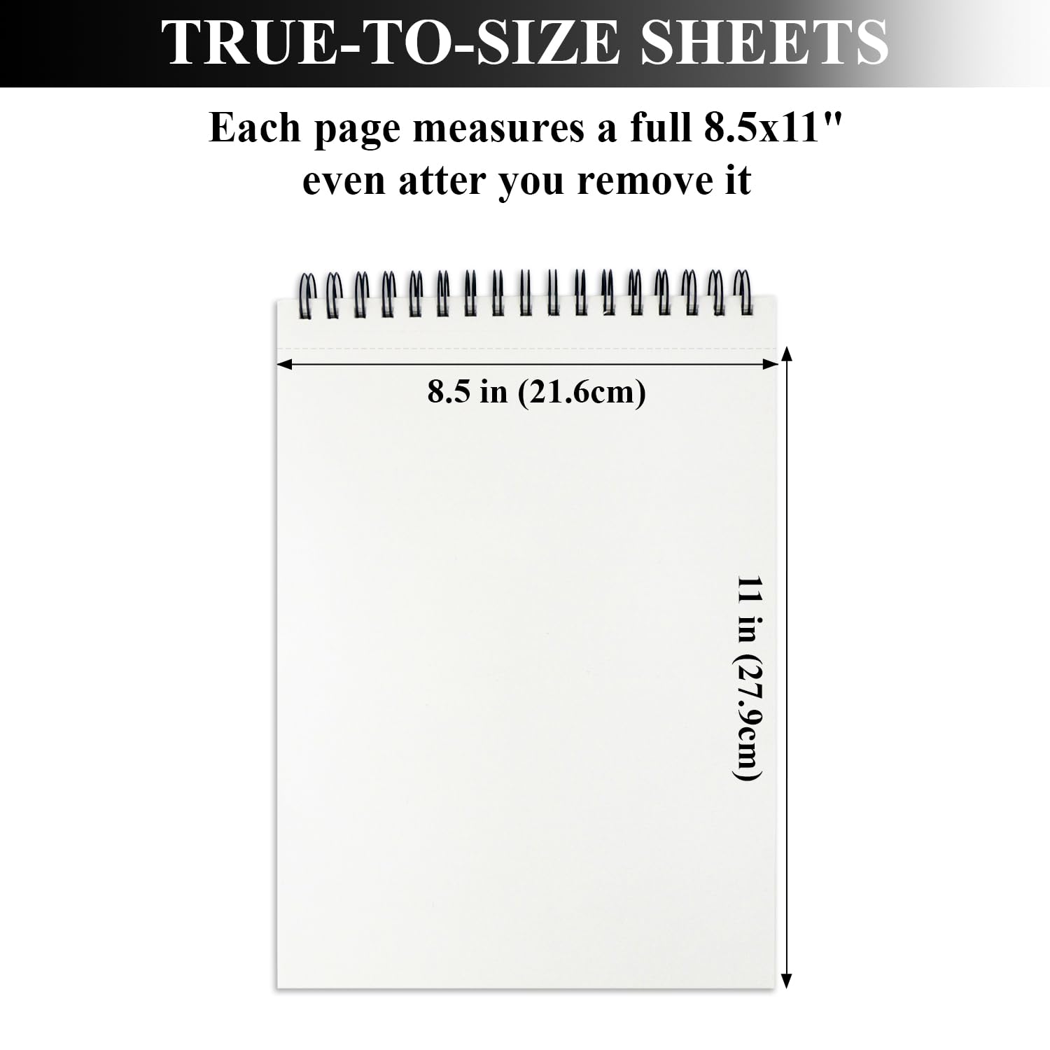 Cuaderno de bocetos de 8.5 x 11 pulgadas, 100 hojas de tapa dura, papel de dibujo de 70 libras/100 g/m², almohadilla de dibujo en espiral superior.