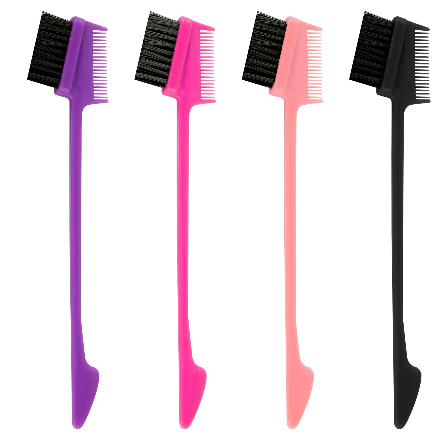 Bojueshaw 4pcs 2 in 1 Hair Edge Control Brush
