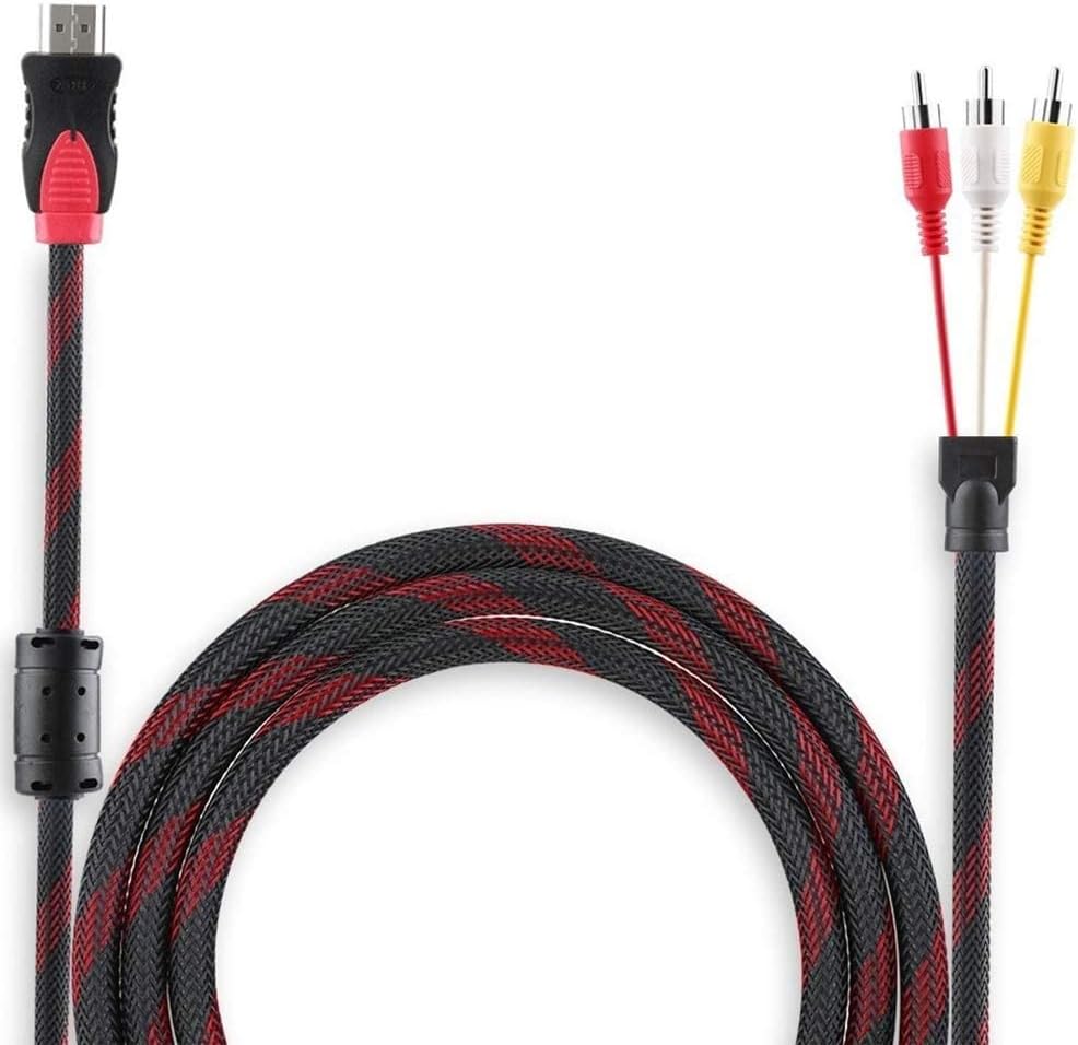 MAKINGTEC HDMI to 3RCA Audio Video AV Cable Cord 4.5Ft/ 1.5m HD Converter Adapter Male M/M for HDTV DVD Black