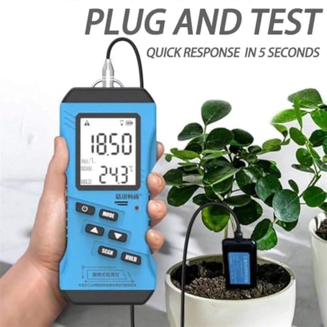 Cyfrowy tester gleby 7 w 1, wysoka dokładność NPK/pH/EC/czujnik wilgotności/temperatury/wilgotności, duży podświetlany wyświetlacz LCD, przemysłowy wytrzymały, bez odczynników do szklarni ogrodowej